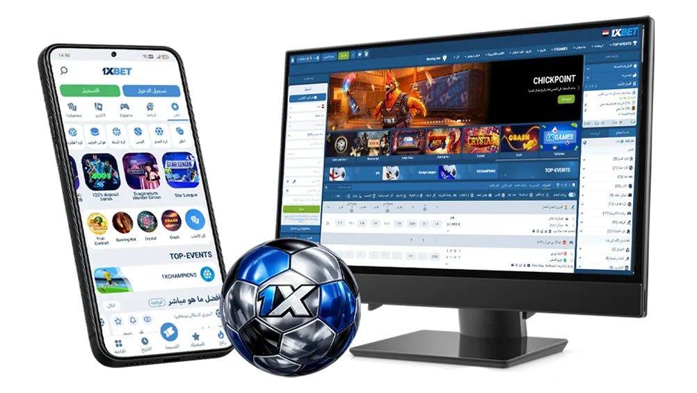 واجهة 1xBet سوريا على هاتف وحاسوب مع أقسام الرياضة والكازينو